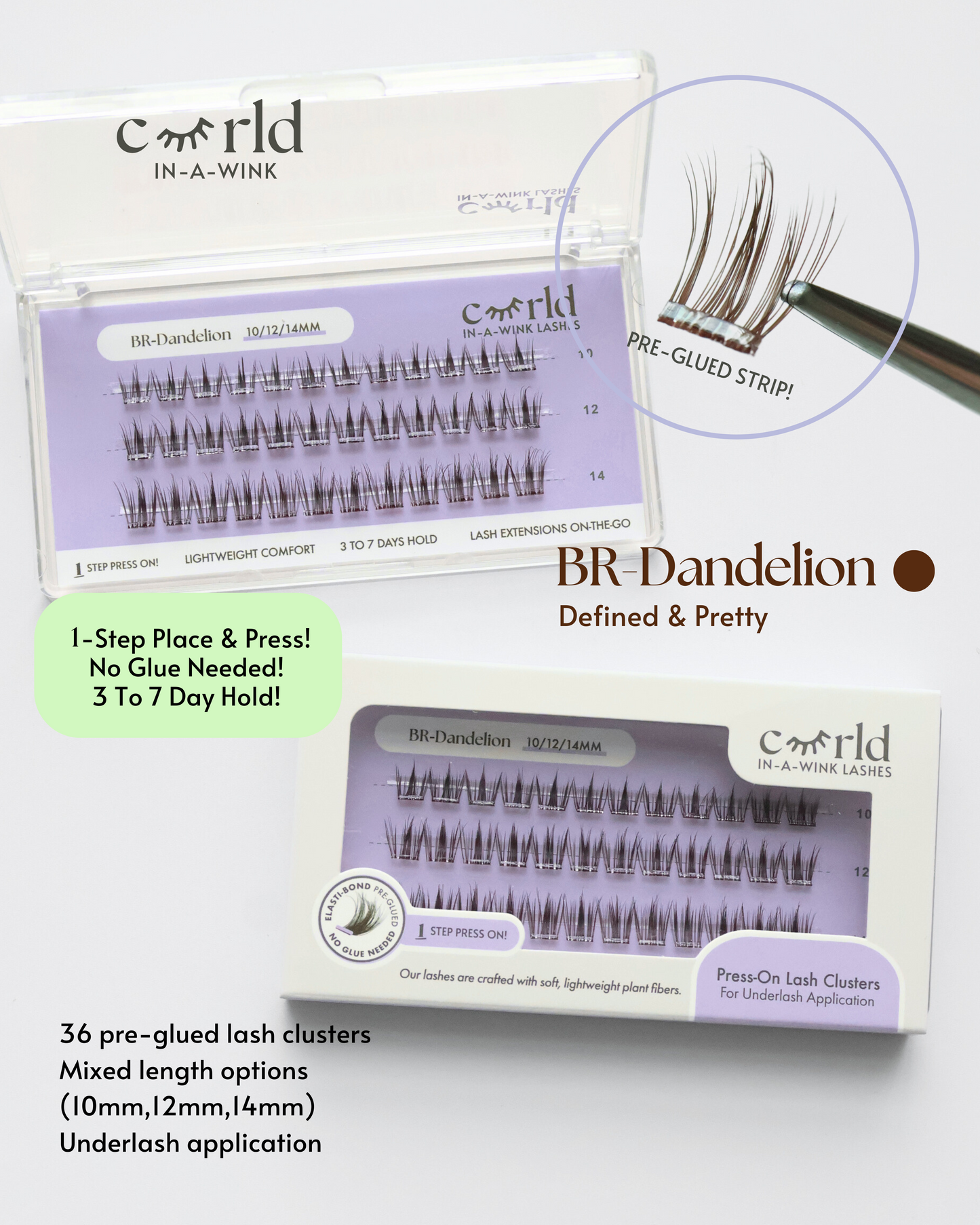 *BackOrder ETA Mid Sep '25: Brown - Dandelion (Pre-Glued Press-On Lash Clusters)