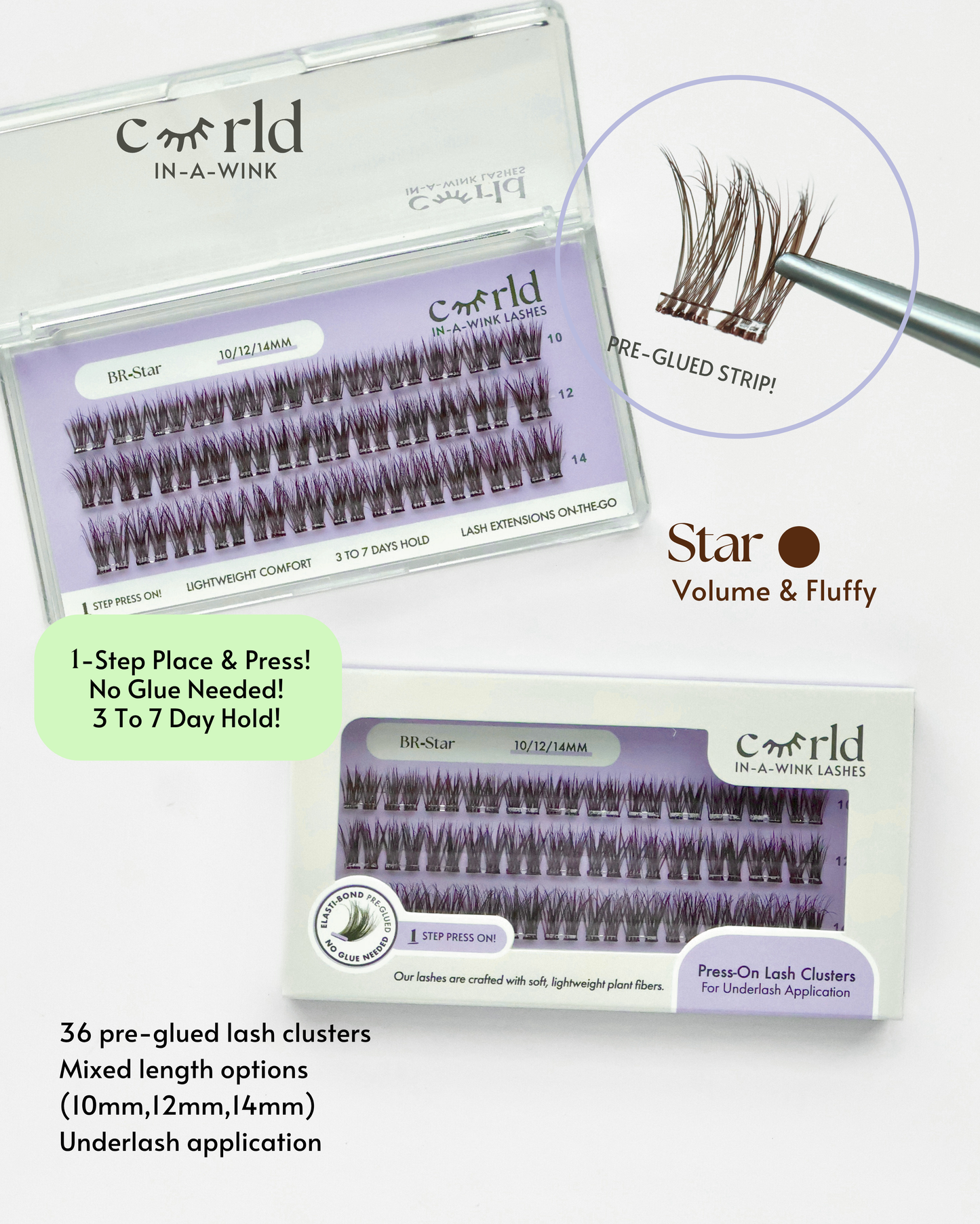 (NEW) Brown - Star (Pre-Glued Press-On Lash Clusters)