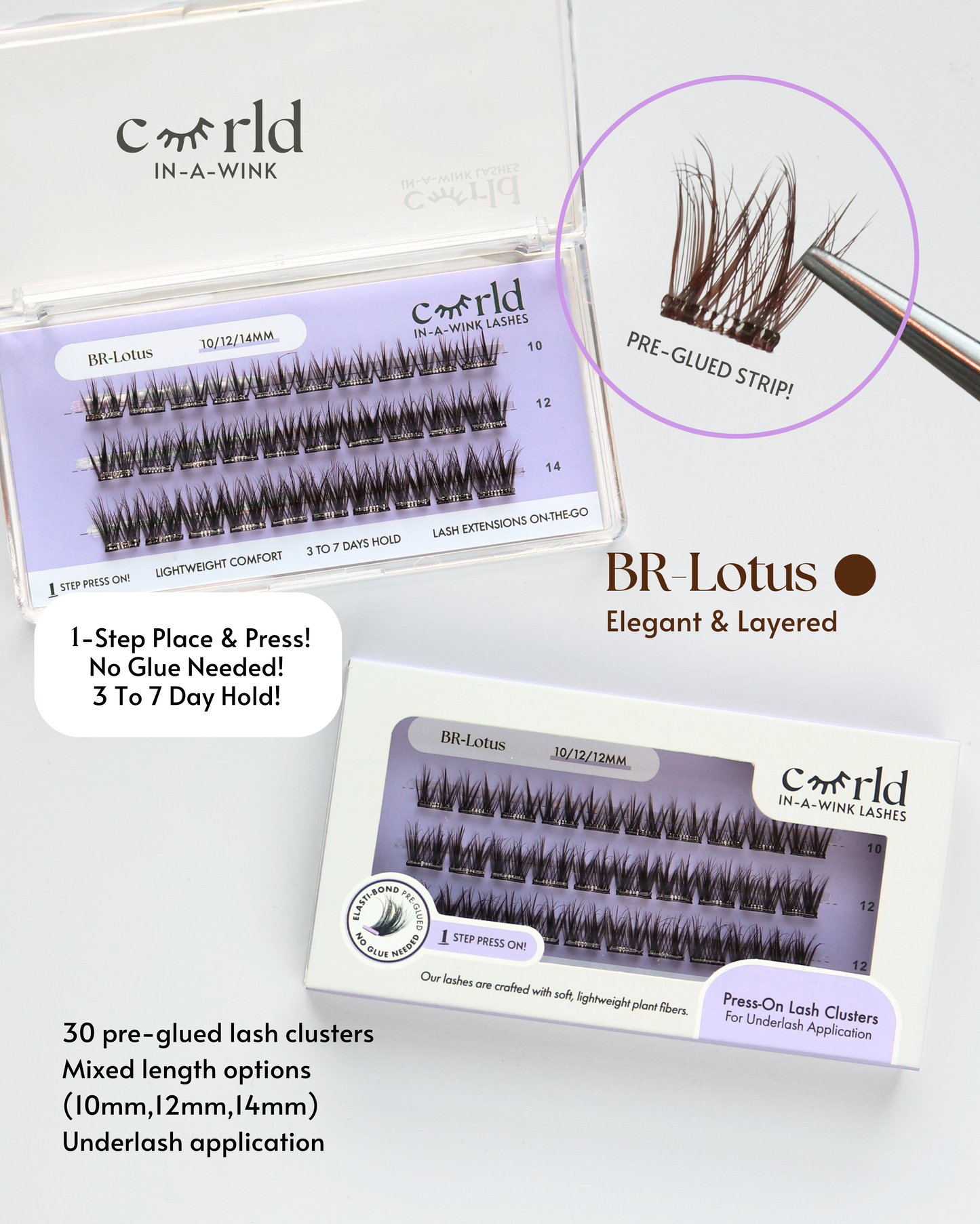 Brown - Lotus (Pre-Glued Press-On Lash Clusters)