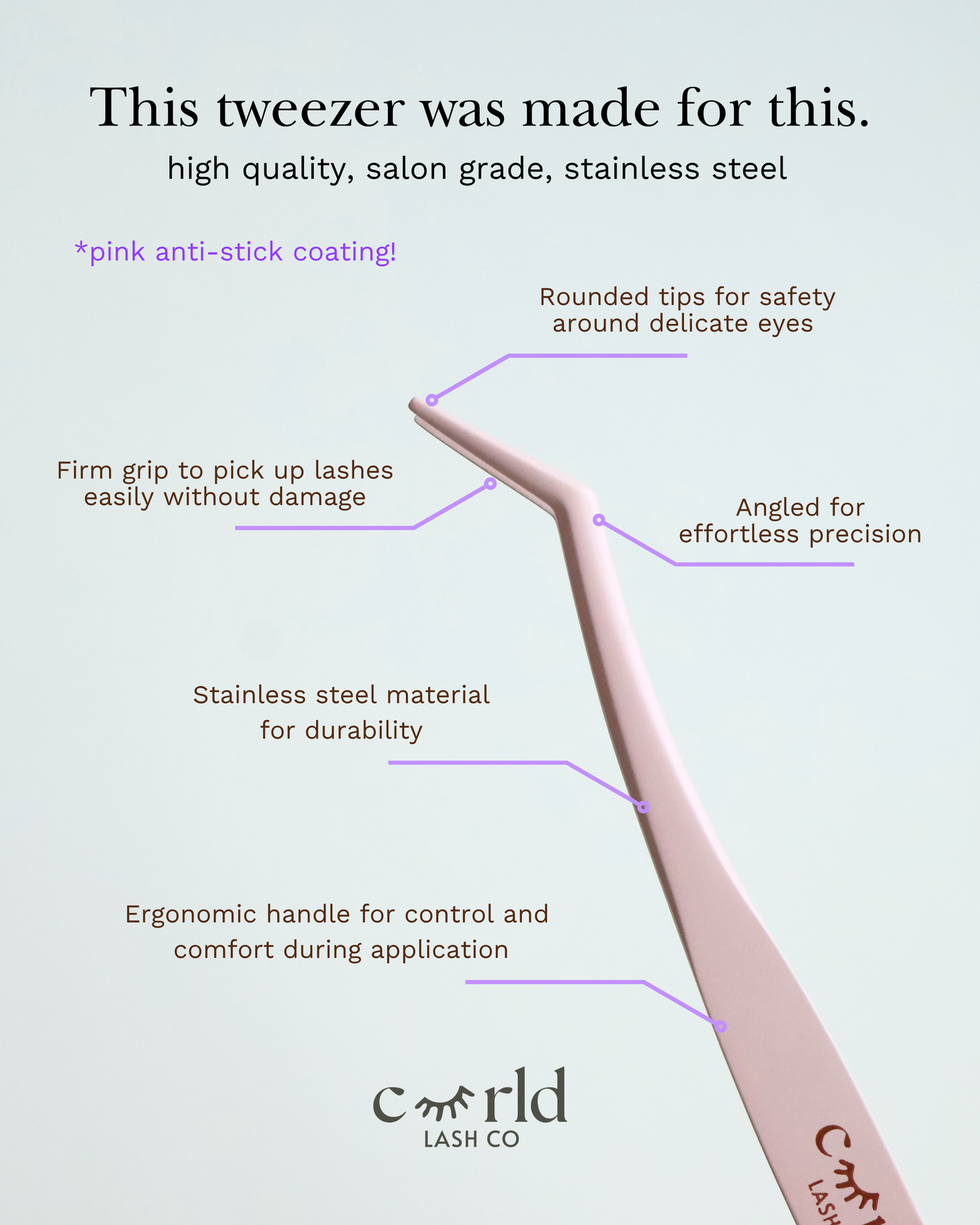 Cuurld Pink Anti-Stick Tweezers