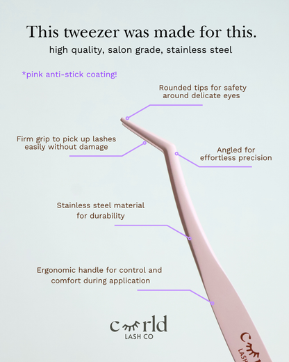 Cuurld Pink Anti-Stick Tweezers
